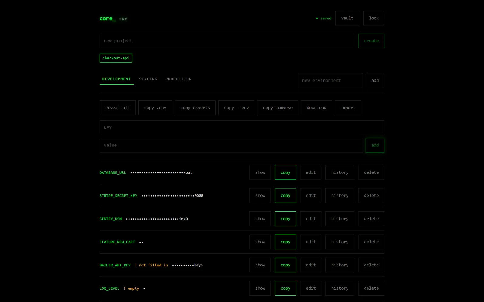 core The .env manager