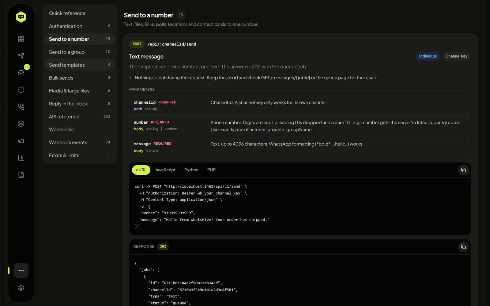 whatshive Developer api Doc